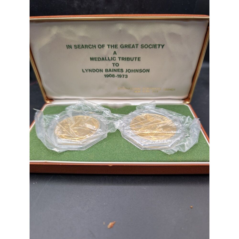 LBJ Great Society Medal Set • Salute to L.B.J. • Vintage Political Collectible